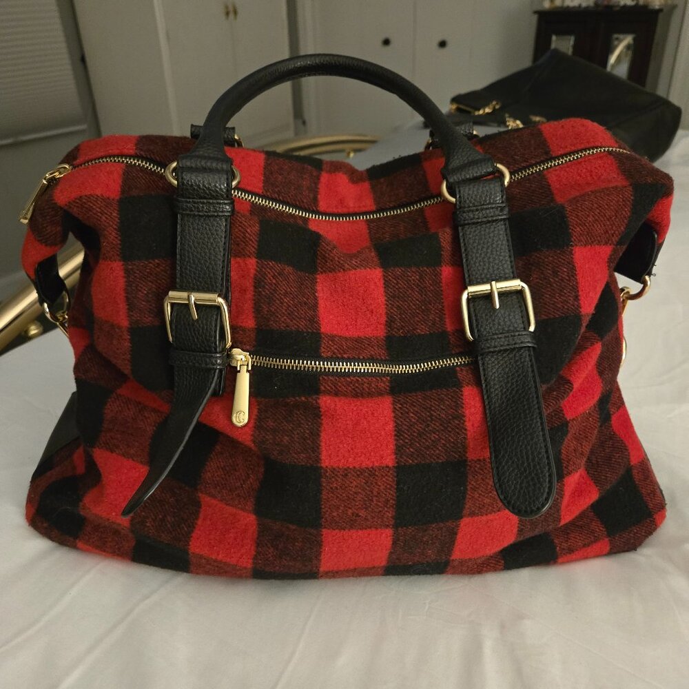 Plaid hand bag